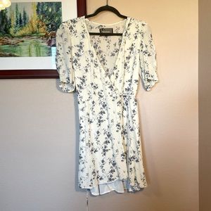 Reformation Wrap Mini Dress Blue Floral